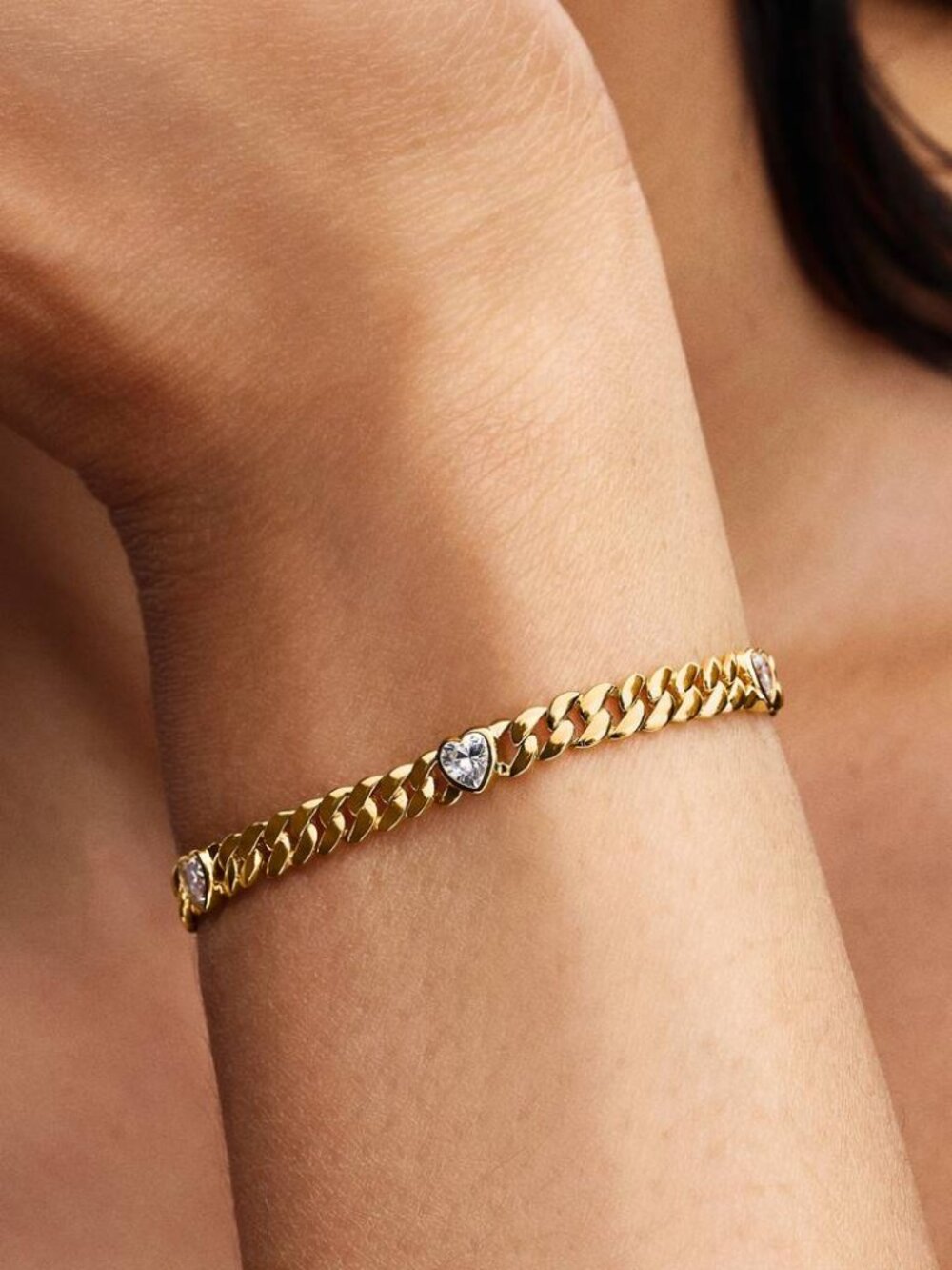 Pandora Heart Cuban Chain Bracelet
